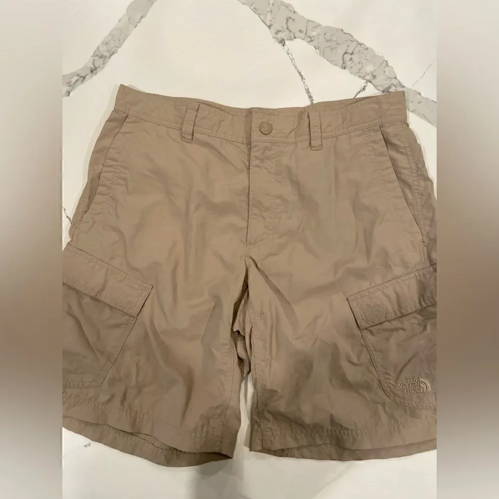 The North Face Mens 24 Horizon 2.0 Cargo Utility Shorts Beige Khaki Hiking